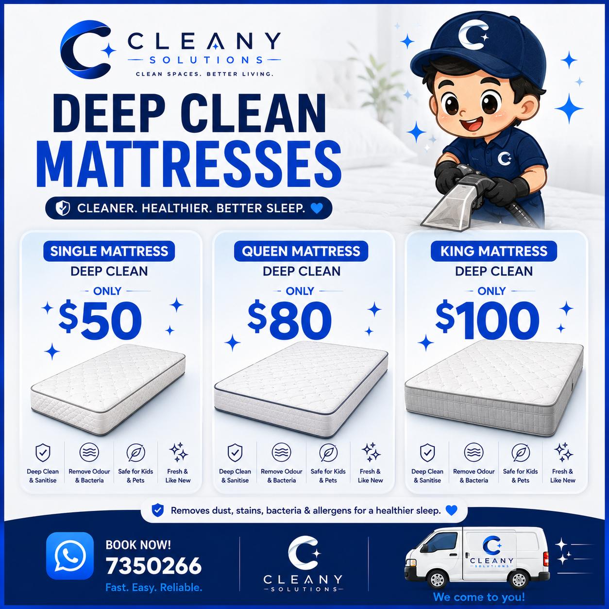 Cleany Solutions mattress deep-cleaning service options